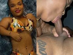 Hete dwerg zuigt de pik van haar zwarte vriend in amateurvideo