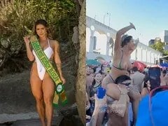 Instagram celeb pronkt met haar grote borsten tijdens Rio Carnival 2025