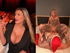 Rondborstige blonde voormalige Fazenda-deelneemster viel op het net en gaf haar kont aan een grote dwerg
