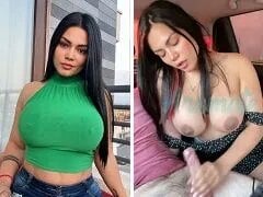 Rondborstige brunette Sofia Silva zuigt Uber tot ze melk krijgt