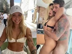 Zelfgemaakte porno video met een rondborstige blondine uit Santos die zich op de tafel laat neuken door de vriend van haar man