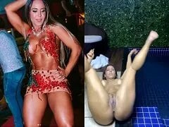 RJ’s beroemde Mulher Fruta live-streaming naakt en dronken bij het zwembad