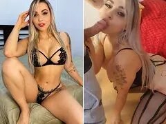 Hete blondine Kiara pijpt gulzig