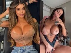 Rondborstige brunette uit Florianopolis laat live naakt zien hoe heet ze is